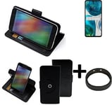 For Motorola Moto G52 protective case + Bumper black cover bag wallet flipstyle 