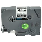 vhbw Ruban compatible avec Brother PT E110, E105, E300VP, E115, E200, H100L, E300, GL-100, H100 imprimante d'étiquettes 12mm Blanc sur Noir