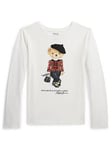 Ralph Lauren Girls Long Sleeve Holiday Christmas T-shirt - Nevis - Off White, Off White, Size Age: 3 Years, Women