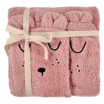 Alvi ® Terry-sett badehåndkle med hette og vaskevott rosa