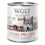 Økonomipakke Wolf of Wilderness Adult 24 x 800 g – Single Protein  - Strong Lands - Gris
