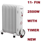 Oil Filled Radiator 2500W 11 Fin – Electric Heater, Portable with Timer  3 heat