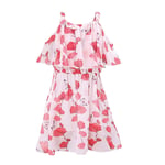 HINK Baby Dresses For Girl,Toddler Kids Baby Girls Leaf Print Floral Sleeveless Chiffon Dress Clothes 4-5 Years Red Girls Dress & Skirt For Baby Valentine'S Day Easter Gift