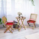 3 st. Utemöbler set med runt bord & 2 stolar & 2 kuddar ergonomisk sittgrupp röd