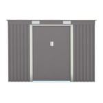 8 x 4 Double Door Metal Pent Shed (Light Grey)