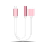 2 in 1 Rose gold Lightning Charger and 3.5mm Earphone Stereo Jack Cable Adapter Aux Headphone Jack and Charger Cable Compatible with iPhone11 XS XR X 8 7 iPad iPod