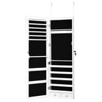 Smyckesskåp med 15 st LED smyckeshylla smyckeskåp 37 x 8,5 x 120 cm vit