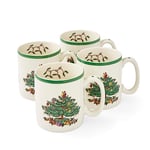 Portmeirion Home & Gifts XT5110-X Spode Christmas Tree Mug, Ceramic, Multi-Colour, Set of 4 , 8 x 11 x 8 cm