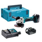 Vinkelslip Makita DGA452RTJ; 18 V; 2x5,0 Ah batt.
