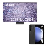 65" Samsung QE65QN800CTXXU  Smart 8K HDR Neo QLED TV with Bixby & Alexa & Galaxy S23 FE 5G (128 GB, Graphite) Bundle, Silver/Grey,Black