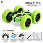 Remote Control 2.4g Roll Car 360 Degree Rotating Double Flip H Green Dual Battery Version