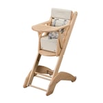 Chaise haute bébé évolutive en bois vernis naturel