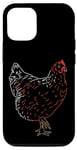 Coque pour iPhone 14 Pro Poulet, dessin au trait pour les fans de poulet, paysans, pr