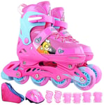 WENLI Rollers Quad 4 Roues for Enfants Patins À Roues Alignées Patines Enfants Slalom Sport Chaussures Sneaker Taille Réglable, 2 Couleurs 3 Taille (Color : Pink, Size : Large)