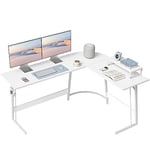 Cubiker Bureau Gaming Angle 150x120cm, Bureau d'angle avec Support d'écran, Bureau Gamer en Forme de L, Table Gaming pour Jouer, Etudier et Travailler, Blanc