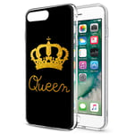 Eouine Coque iPhone 8 Plus, Coque iPhone 7 Plus, Etui Silicone 3D Souple Transparente avec Motif Design [Antichoc] Case Cover Housse Coque pour Apple iPhone 7 Plus / 8Plus - 5.5 Pouce (Queen, Or)