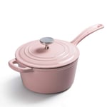 Enameled Cast Iron Pour Saucepan Pot with Lid Induction Cooker Gas Universal,Pink