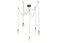 Trio, Suspension, Cord 5xE27, max.60,0 W Corps: Métal, cuivre ancien Ø:18,0cm, H:150,0cm Sans illuminant,Réglable en hauteur