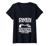 Womens Owen Quote for Predator Hunting and Yote Hunter V-Neck T-Shirt