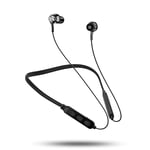Fashion Bluetooth Earphone, Wireless Earphones, Sports Bluetooth 5.0 Sweatproof Neckband Headset 6H Playback Earplugs, for Gym/Smartphone (Color : Black)