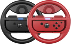 Volant Switch, Volant De Course Joy-Con Manette, Steering Wheel Pour Mario Kart 8 Deluxe / Nintendo Switch & Mod¿¿Le Oled, Noir / Rouge (Pack De 2)