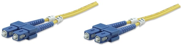 Intellinet Fiber Optic Patch Cable, OS2, SC/SC, 3m, Yellow, Duplex, Single-Mode, 9/125 µm, LSZH, Fibre, Lifetime Warranty, Polybag