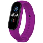 Beilaishi Suitable For Xiaomi Band Mi 5 Solid-Color Silicone Strap Length: 24.5cm(Black) replacement watchbands (Color : Violet)