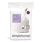 simplehuman CW0216 code T, sacs poubelle sur mesure, paquet de 40, plastique blanc