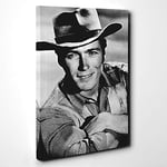 Big Box Art Clint Eastwood (1) Canvas Wall Art Print Ready to Hang Picture, 30 x 20 Inch (76 x 50 cm), Multi-Coloured