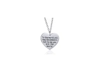 Silver Necklace Love Heart Pendant To Me You Are The World