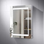 Pebble Grey™ Nimbus LED Illuminated Bathroom Mirror Cabinet with Shaver Socket and Concealed Heated Demister Pad | Motion Sensor Switch | 500 x 700 | IP44 Rated