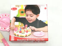 Children Kids Wooden Playhouse Game Toy Cutting Cut and Play Birthday Cake Set