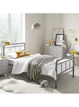Everyday Freddie Children's Metal Single Bed Frame - Grey - Bed Frame With Premium Mattress, Grey, Size Single