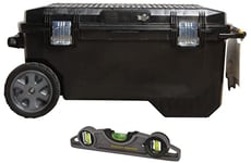 STANLEY FATMAX Pro Rolling Toolbox Chest, Heavy Duty Metal Latch, Portable Tote Tray for Tools and Small Parts, 1-94-850 & 0-43-609 Xtreme Torpedo Scaffold Level, 25cm