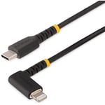 StarTech.com Câble USB-C vers Lightning de 1m - Cordon de Charge/Syncronisation USB Type-C vers Lightning à Angle Droit - Chargeur USB C vers Iphone - Certifié Apple Mfi (RUSB2CLTMM1MR)