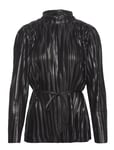Slfnaline Ls High Neck Plisse Top Tops Blouses Long-sleeved Black Selected Femme