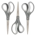 Fiskars 8 Inch Titanium Softgrip Scissors, Grey 3 Pack