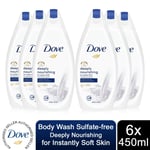 Dove Body Wash Sulfate-free Deeply Nourishing for Instantly Soft Skin, 6x450ml