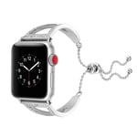 Apple Watch Series 4 44mm diamant dekorerat metall klock armband med kedje utrustat lås - Silver
