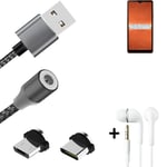 Data charging cable for + headphones Sony Xperia Ace III + USB type C a. Micro-U