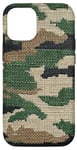iPhone 15 Cross Stitch Style Camouflage Pattern Case