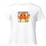 Pokémon Pokédex Charmander #0004 Women's Cropped T-Shirt - White - L