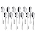 SUNSENGEUR 12-Piece Fine Coffee Spoon, Teaspoons, Mirror Polishing Spoon Set Use for Home, Kitchen, Restaurant Oxford - 5.4 Inches, Silver