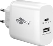 Goobay Dubbel snabbladdare, USB-C, USB-A, PD, GaN, 65W - Vit