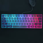(White Purple)60% Wired Gaming Keyboard RGB Backlit Ultra Compact Mini