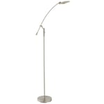 Adjustable Arched Floor Lamp Satin Nickel Tall Standing Curved Arm Reading Light