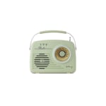 Radio rétro HALTERREGO , AM/FM, lecteur USB/ Carte SD, aux in / prise casque, fonctionne sur pile (non incluse) ou câble d'alim (inclus), vert - Neuf