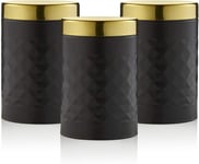 Storage Canisters Black Gatsby Set OF 3  Kitchen Accessory Jars SWAN Stylish