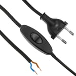 Bematik - Câble d'alimentation avec interrupteur connecteur bipolaire bornes à 1.5 m noire
