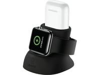 Usams Us-Zj051 2In1 Kompakt Silikonhållare - Stativ För Apple Watch Och Airpods Laddning Svart